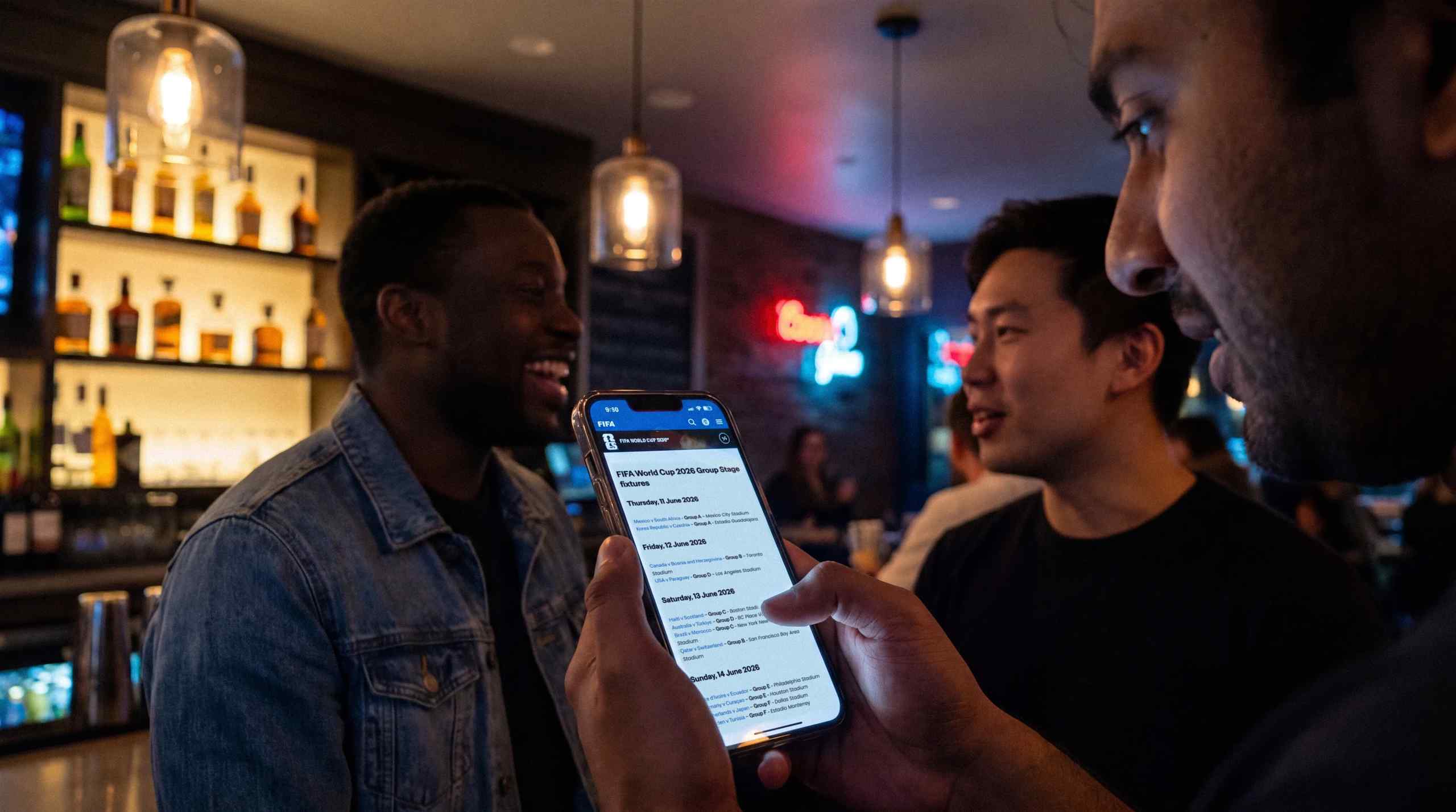 A man checking the schedule for the 2026 FIFA World Cup on mobile.